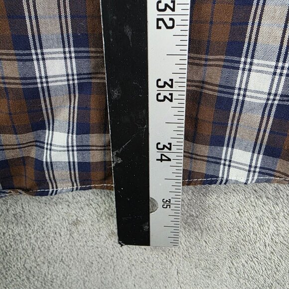 Mens Stafford Brown & Blue Plaid Shirt Long Sleeve Easy Care Size X-Tall 18.5 - Picture 6 of 7